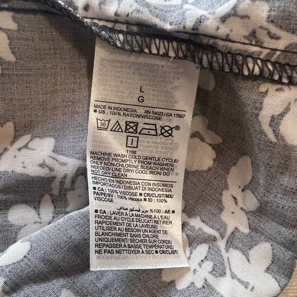 Old Navy Women's Large Black White Floral Long Sleeve Mini Dress Cottagecore - Picture 7 of 7